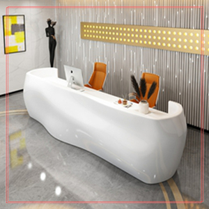 Modern Luxury Round Curve Fiberglass Front <b>Desk</b> Reception Counter Art Design for Villa Salon Lobby - Product Image 1