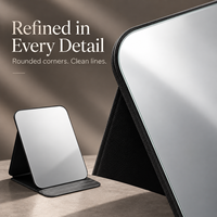 Miroir de maquillage pliable portable avec support de protection, miroir de vanité rectangulaire de table pour voyage