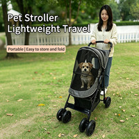 Poussette pour animaux de compagnie JXB PG8030DP en maille, 4 roues, pliable, panier de rangement, pour petits chiens et chats, promenade quotidienne en extérieur