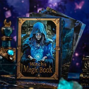 Grand carnet de notes vintage 3D réaliste sur le thème de <span class=keywords><strong>la</strong></span> magie noire, en forme de <span class=keywords><strong>livre</strong></span> de sorcière, en papier, pour décoration festive d'Halloween et de jardin - Product Image 1