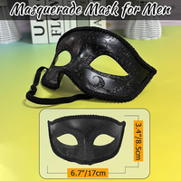 Masque de bal masqué rétro pour homme, style vénitien, grec, romain (noir) - Masque de fête réutilisable et écologique pour adulte, idéal pour les anniversaires