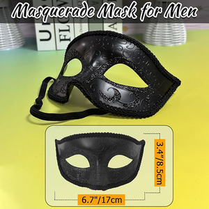 Máscara <span class=keywords><strong>de</strong></span> Baile <span class=keywords><strong>de</strong></span> Máscaras Estilo Griego Romano Veneciano Retro para Hombre (Negra) - Máscara <span class=keywords><strong>de</strong></span> Fiesta <span class=keywords><strong>Reutilizable</strong></span> Ecológica para Adultos para Cumpleaños - Product Image 2
