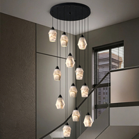 Lustre scandinave pour escalier, lustre en marbre pour plafond haut, luminaire suspendu pour salon, villa, duplex, loft, lampe longue suspendue