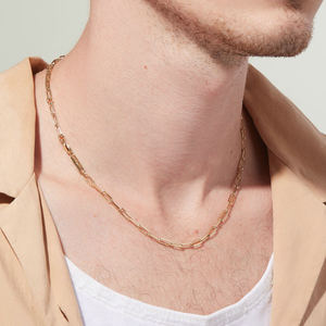 Collana Choker Sportiva Casual con Catena a Maglie Rettangolari per Donne, Placcata in <span class=keywords><strong>Oro</strong></span>, Acciaio Inossidabile con Chiusura OT - Product Image 5