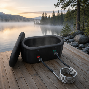 Bain à remous <span class=keywords><strong>gonflable</strong></span> pour camping avec chauffage au bois, <span class=keywords><strong>spa</strong></span> <span class=keywords><strong>gonflable</strong></span> Drop Stitch avec chauffage au bois en acier inoxydable pour jardin extérieur - Product Image 1