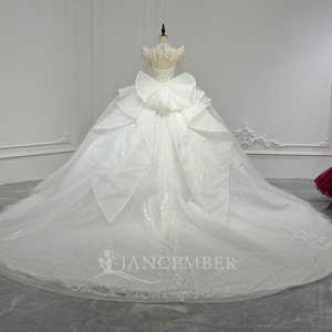 Xs229 Robe de mariée avec perles, broderies et sequins, détail nœud, dos lacé, ajustement personnalisable Jancember - Product Image 5