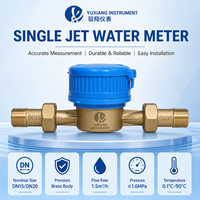 Compteur d'eau monophasé à jet froid et chaud en laiton certifié CE ISO IP68 OEM Chine, 1,5 m/h DN15-25
