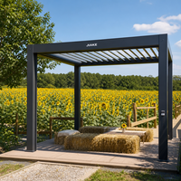 Pergola en aluminium Jiake 6063-T5 avec toit à lames motorisées pour jardin, patio, terrasse, gazebo, pavillon extérieur