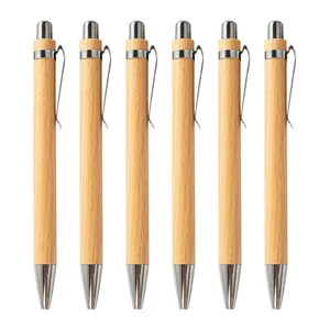 Stylo à bille en bambou recyclé écologique avec logo personnalisé en bois promotionnel de haute qualité, cadeau à bille - Product Image 1