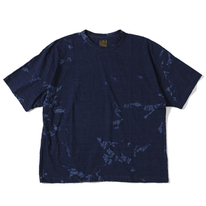 Camisetas personalizadas de talla grande para hombre Tela de jersey con estampado de máquina índigo con patrón de estilo japonés Tela de Jersey de diseño personalizado - Product Image 1