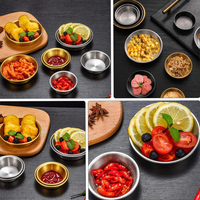 Petits plats de sauce trempée Goid en argent coréen Assiettes d'assaisonnement en acier inoxydable Assiettes à collation Bols pour sauce soja Plats d'accompagnement alimentaire
