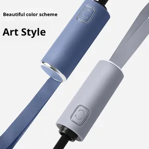 Parapluie pliant entièrement automatique 16 baleines 70% pour hommes et femmes, grand format, double protection solaire, revêtement noir, protection UV, cadeau promotionnel - Product Image 4