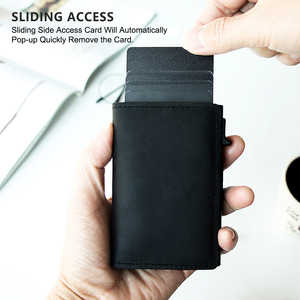 Cartera Corta de Cuero Genuino al por Mayor, Moderna e Inteligente, con Bloqueo RFID, Protección NFC, Cierre Abierto y Porta Tarjetas Pop-Up - Product Image 4