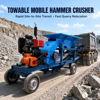 Concasseur à marteaux mobile et portable pour la fabrication de sable à partir de roche dure, granit, béton, verre et déchets de construction