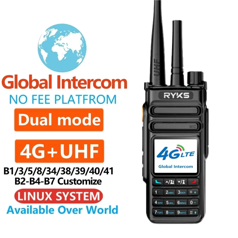 RYKS BQ-888 walkie talkie 5000km Long Talk Range 4g LTE POC Network Radio Sim Card Walkie Talkie