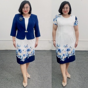 Robes de cérémonie bleues florales, tailles plus, vêtements pour femmes, costume d'église, robe de bureau, tenue de travail en solde - Product Image 4