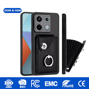 Funda de Teléfono de Cuero Anti-Caídas con Ranuras para Tarjetas, Diseño Transparente, Certificada para Redmi 13C/Note 10/11/12 - Product Image 1