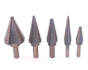 Hss 5pcs 1/4 3/4 inch titanio Triangolo Shank passo cono Punte da trapano cono Set per Pagoda Trapano Legno Metallo di perforazione