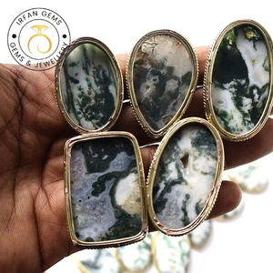 Pendentif rainuré en agate d'arbre 100% naturelle de haute qualité, lot de pendentifs en agate d'arbre et laiton, lot de pendentifs en agate d'arbre cristalline, prix de gros - Product Image 2