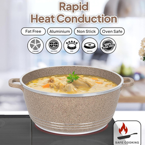 High Quality Modern Metal Ceramic Coated Pot <b>Pan</b> Glass Lids Soft Touch Handle Non-Stick Die <b>Cast</b> Aluminum Gas Cookware Set - Product Image 2