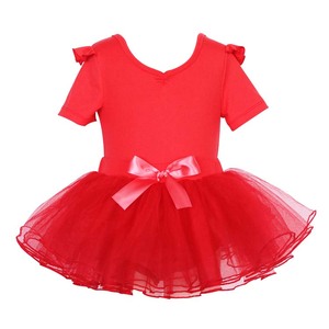 Conjunto de tutú de ballet de tul rojo para niñas, bebés y niños pequeños, ideal para verano, con falda y top corto liso, 1 unidad/bolsa OPP - Product Image 1