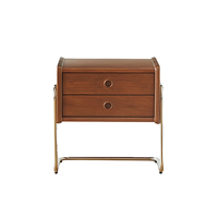 Table de chevet vintage en bois massif intelligente |   Armoire de rangement rétro pour chambre à coucher avec chargeur sans fil et lumière LED |   Table d'appoint moderne pour appartement