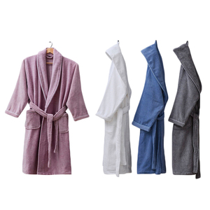 <span class=keywords><strong>100</strong></span>% coton blanc bleu gris violet col chale éponge uni sexe peignoir <span class=keywords><strong>pour</strong></span> hôtel à la maison de station thermale - Product Image 1