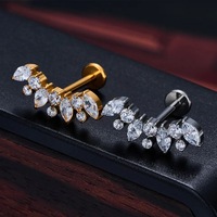 ASTM F136 G23 titane Piercing Labret lèvre anneau boucle d'oreille CZ oreille Tragus Cartilage Helix Daith Pierc bijoux 16/18G