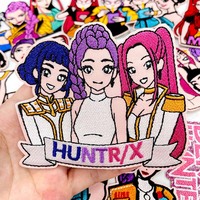 Patch Bordir Karakter Kartun K-POP Demon Hunters - Saja Boys & Huntrx Patch Jahit untuk Dekorasi Pakaian Denim