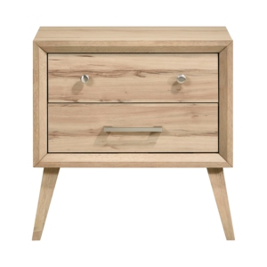 Comodino in Stile Classico con 2 Cassetti, Finitura in Rovere Naturale, Arredamento Camera da Letto in Legno, Design Moderno Mid-Century - Product Image 2