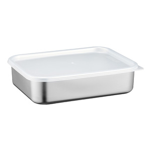Stainless Steel Food <b>Storage</b> <b>Container</b> Rectangle Clip On Lid Multi Size Refrigerator Safe Travel Use - Product Image 5