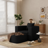 VOXHOME Minimalistisches Modernes Einzelsofa-Bett für Wohnzimmer Schlafzimmer Wohnmöbel Klappbares Faulbett-Sofa Schwarzes Bouclé-Sofa