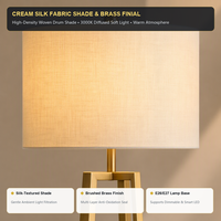 Lampe sur pied moderne de luxe en or, en laiton, avec abat-jour en tissu blanc pour salon, hôtel