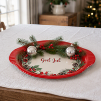 Plateau de service carré en métal avec poignées, motifs Bonhomme de neige et Joyeux Noël, 3 designs, pour biscuits de Noël et vaisselle de fête