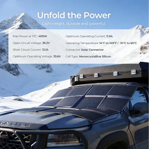แผงโซลาร์เซลล์พกพา ALecter Emergency Power Source Survival 400W แบบพับได้ ชาร์จไฟได้ ชนิด N ประสิทธิภาพสูง 23.5% สีดำ รุ่น 20 - Product Image 2