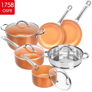 Groothandel Mode Hoge Kwaliteit Juego De Utensilios 10 Stuks Koperen Kookgerei Pot Set