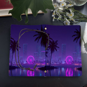 Cuaderno Vintage A6 con cierre de corbata 80 hojas de papel extraíble Regalo perfecto para notas de reunión del cliente con palmeras Ferris - Product Image 4