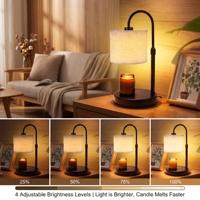 Lampe chauffe-bougie en lin naturel, réglable en hauteur et en luminosité, sans flamme, style maison, idéale pour les cadeaux de fêtes