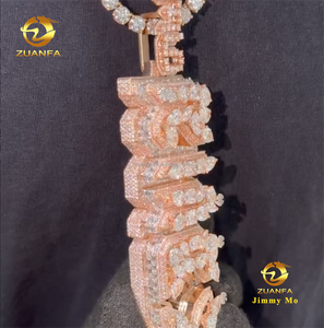 Pendentif Lettre Initiale Personnalisé en Argent 925 avec Diamant Moissanite D, Style 3D Épais, Certificat GRA, Bijoux Hip Hop Iced Out - Product Image 1