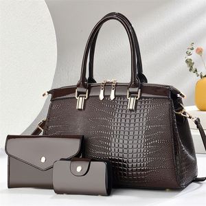 Luxury Gold Color Tote Bag Purse Set 3PCS Woman Leather Handbags for Wedding Party Birthday - Product Image 3