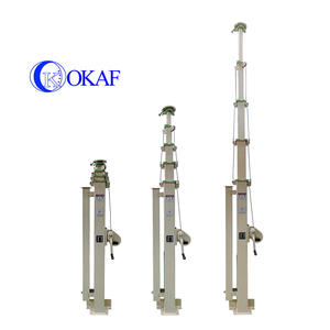 תורן טלסקופי ידני להרמה ידנית 3-10 מטר 50 ק\"ג, תורן טלסקופי פלדה קל משקל להרכבת אנטנה - Product Image 1