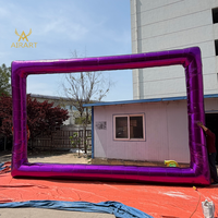 Cadre photo gonflable carré violet métallisé personnalisé, toile de fond pop-up pour centre commercial, ornement d'entrée pour fête de mariage