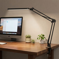 Lampe de table électrique à LED DC moderne en aluminium avec bras télescopique pour lecture au chevet, protection oculaire, design simple et flexible