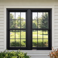 Fenêtre à double battant en aluminium sur mesure, verre trempé double vitrage Low-E, fenêtre verticale à ouverture haut-bas