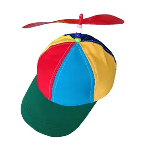 뜨거운 판매 재고 한국어 면화 양동이 모자 어린이 프로펠러 태양 모자 모듬 색상 무지개 대나무 잠자리 모자
