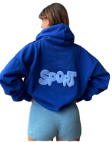 Sweat-shirt à capuche surdimensionné pour femme, impression personnalisée, épaules tombantes, en coton tricoté, pour l'automne