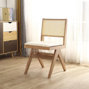 Chaise en rotin sans bras en bois massif chaise en rotin à dossier simple chaise design de jardin pour café - Product Image 6