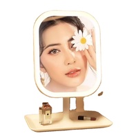 Miroir de maquillage lumineux à commande tactile intelligente, trois modes d'éclairage et grossissement 5x, catégorie de produit : Grossisseurs