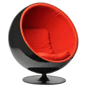 Silla giratoria de pie para adultos, mueble moderno de fibra de vidrio, forma redonda de huevo, color negro, rojo y azul, todo tipo de sillas