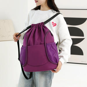 <b>Drawstring</b> Bag Gym Bag <b>Drawstring</b> <b>Backpack</b> Water Resistant String Bag Sports Snakpack With Sneaker Bottle Pouch for Club - Product Image 3